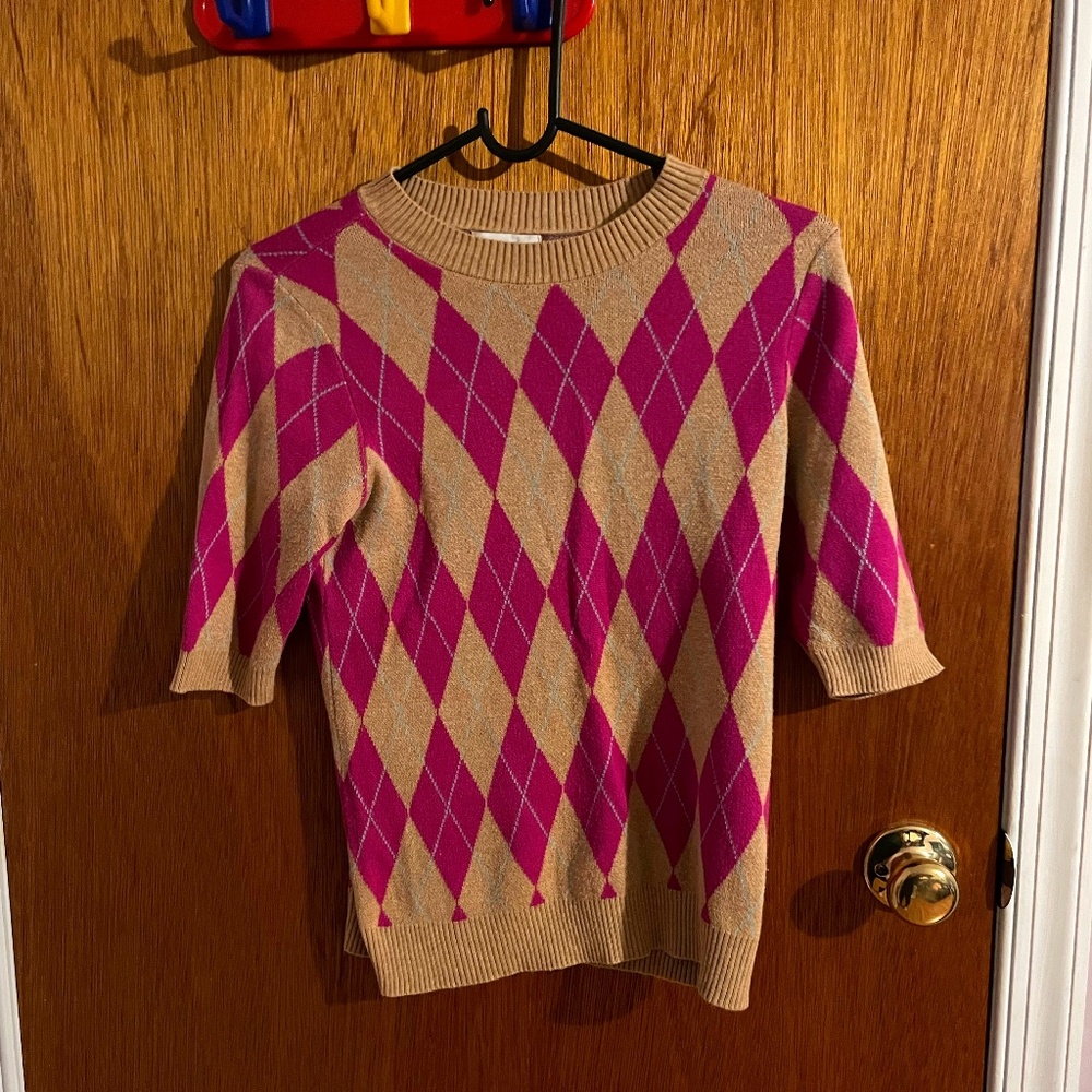 Charter Club half sleeve plaid diamond top